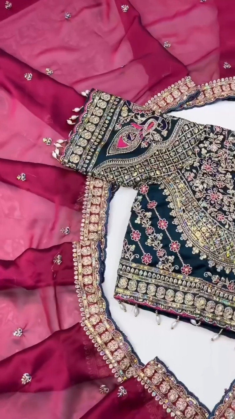 Opulent Velvet & Organza Embroidered Saree Set – Available in Majestic Plum & Royal Burgundy