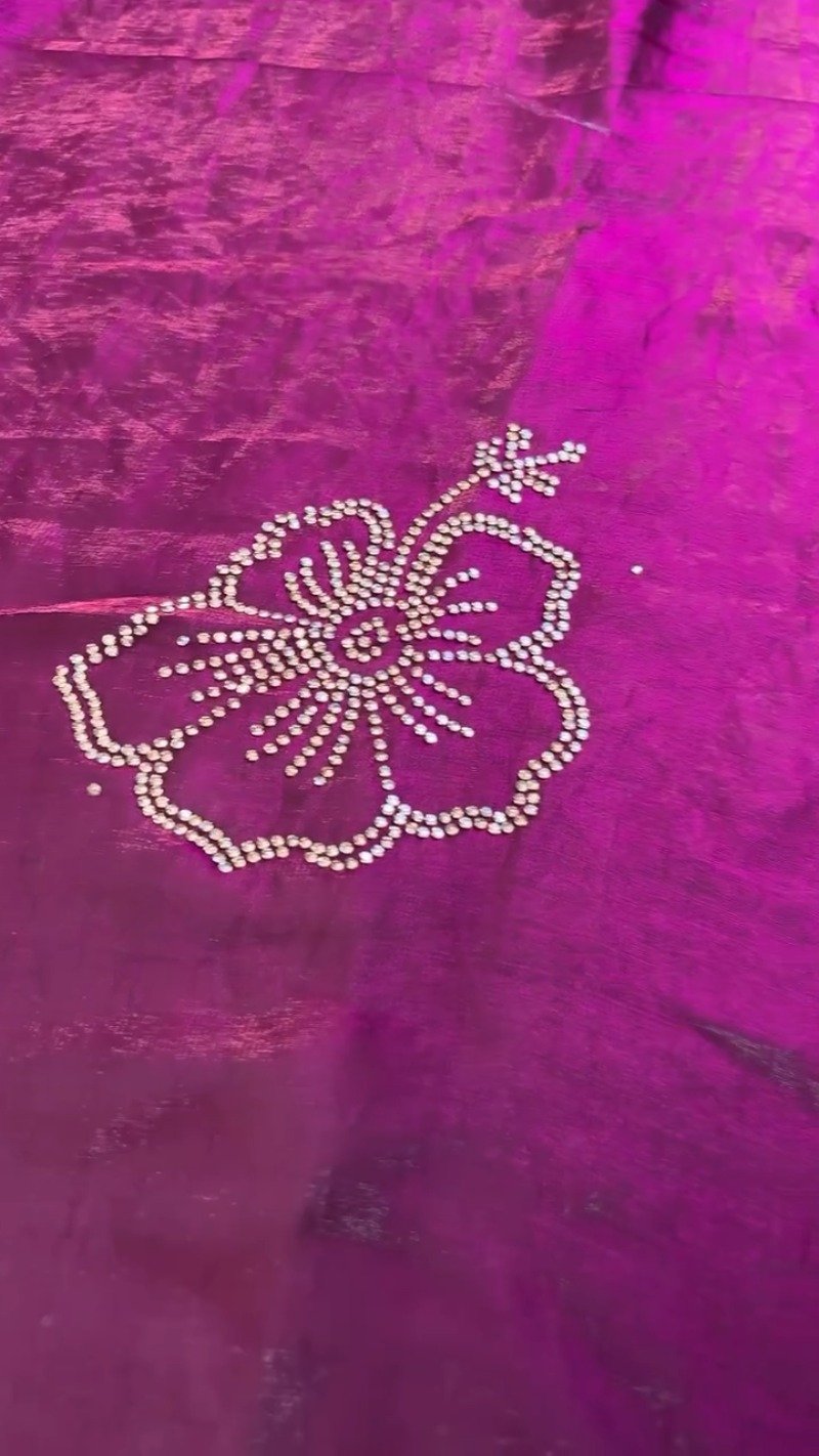 Royal Amethyst Scalloped Crystal Embellished Saree Set