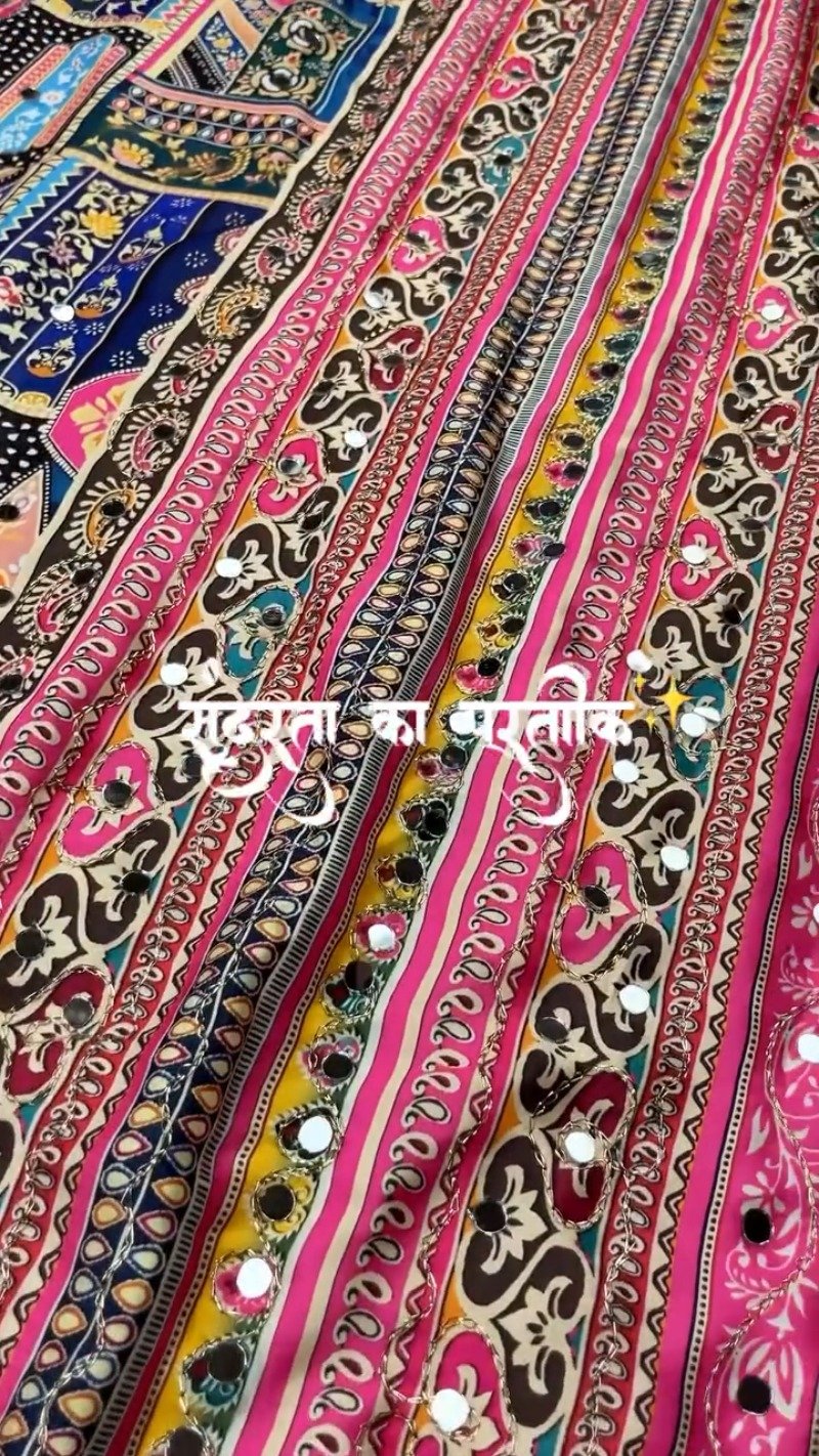 Vibrant Kaleidoscope Mirror Work Kurta Set – Available in Multicolour & Artistic Abstract