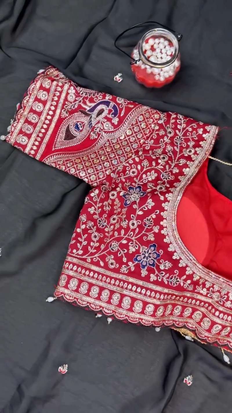 Royal Crimson Zardosi Embroidered Designer Blouse