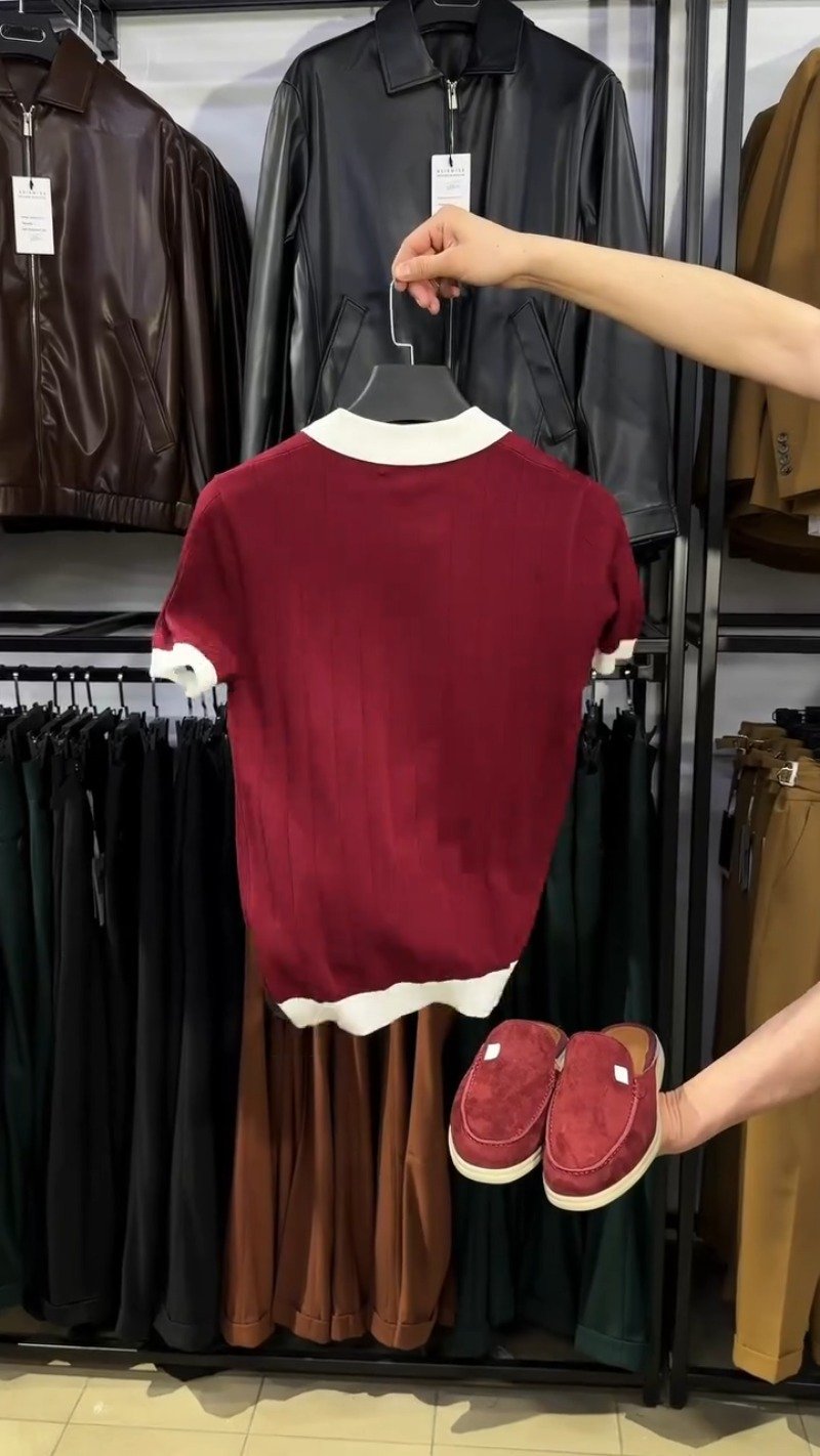 Sophisticated Men's Ribbed Polo & Suede Mule Set – Available in Classic Burgundy & Cream