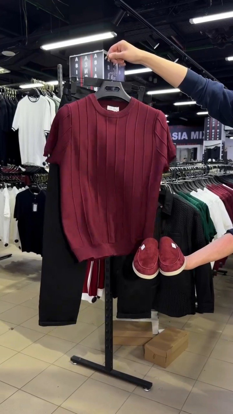 Minimalist Ribbed Knit Tee & Trouser Co-ord Set โ Available in White, Brown, & Maroon