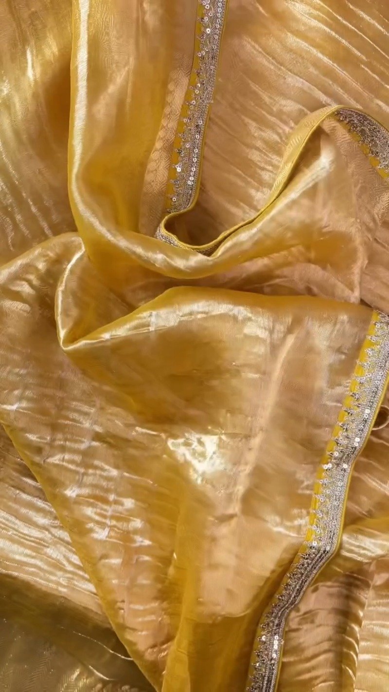 Sun-Kissed Gota Patti Organza Saree – A Masterpiece of Traditional Grace