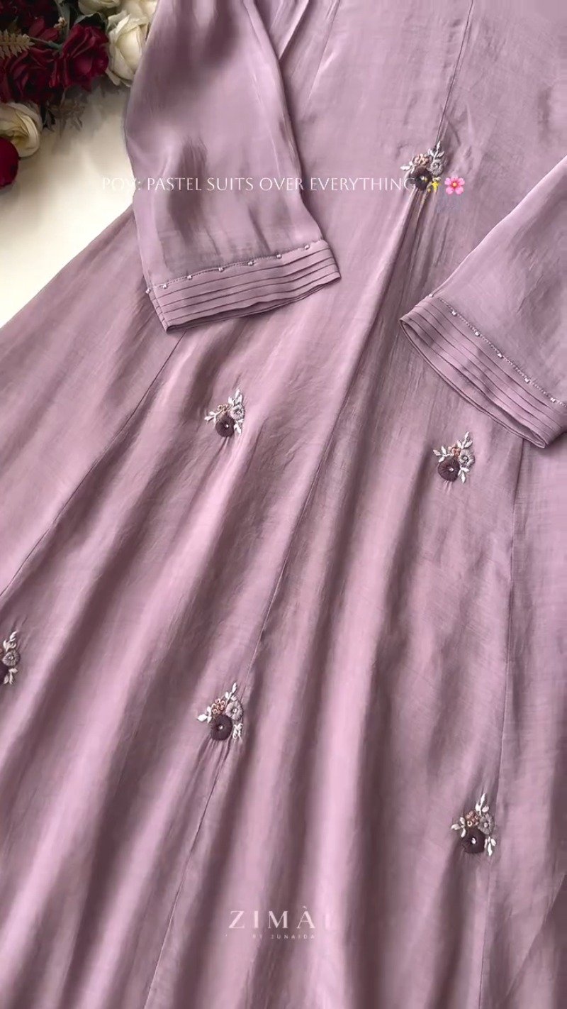 Ethereal Pastel Embroidered Kurta Set – Available in Creamy Beige, Serene Teal & Dusty Mauve