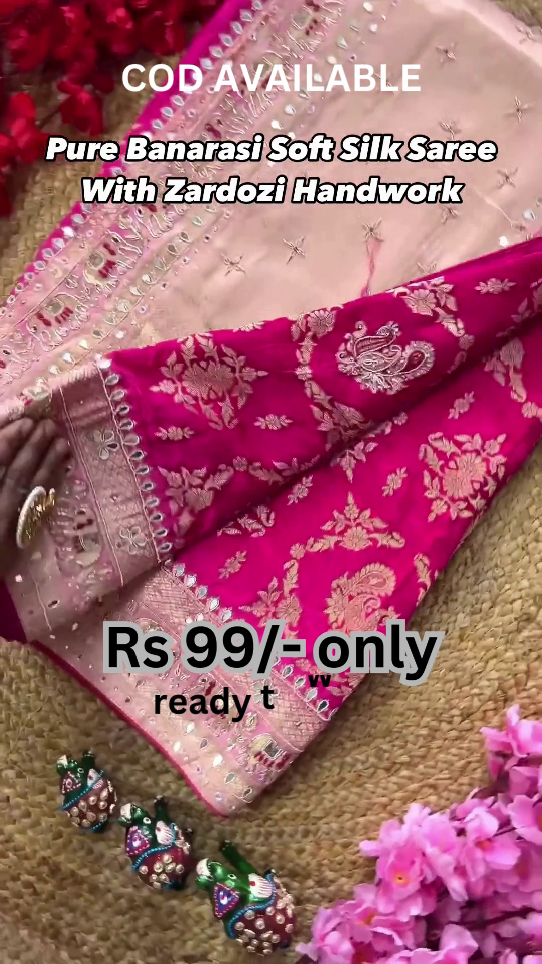 Heritage Splendor: Pure Banarasi Soft Silk Saree with Zardozi Work
