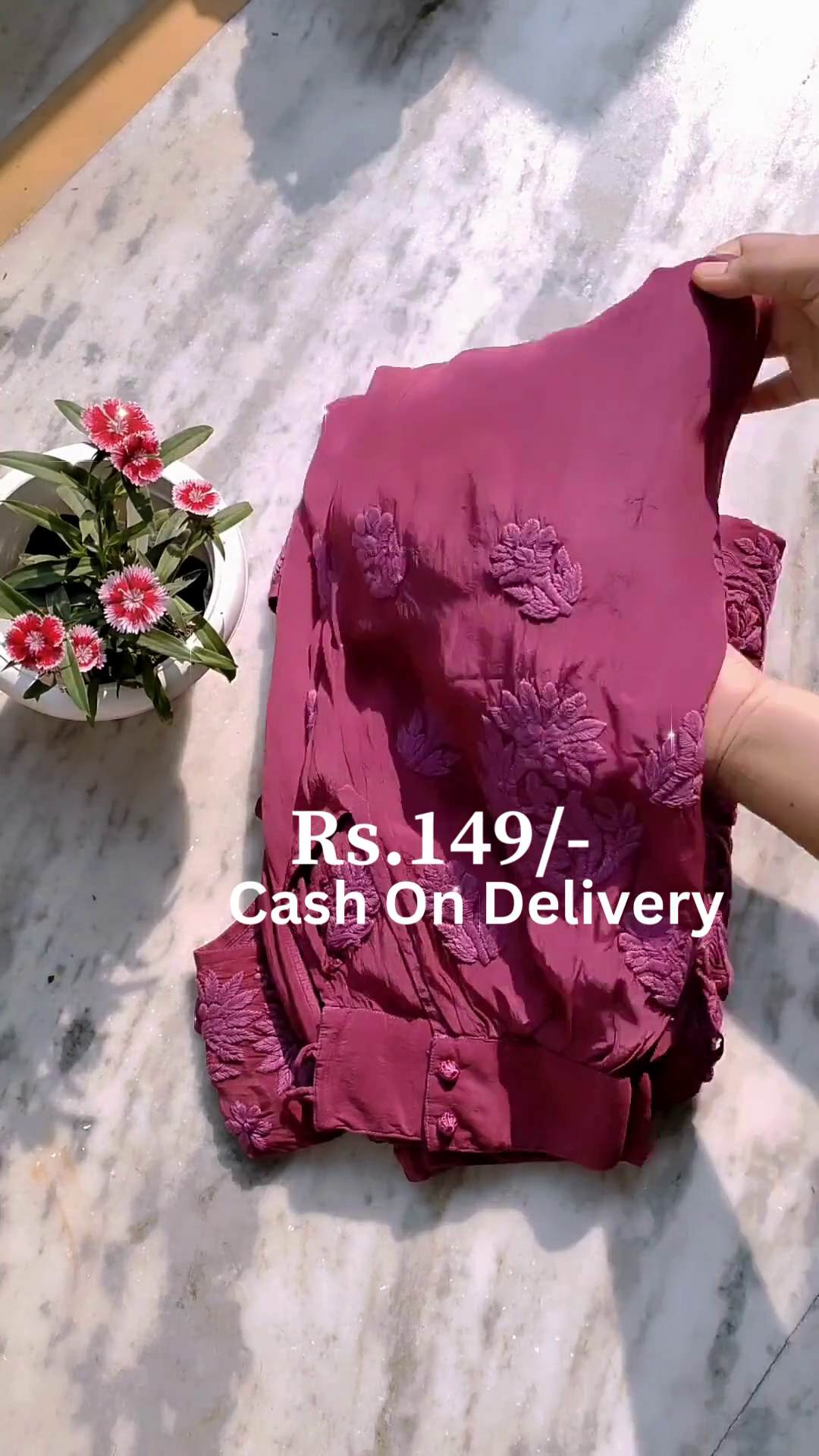 Wine Georgette Embroidered Anarkali Gown