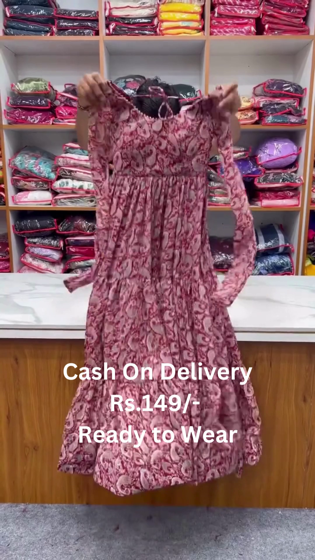 Rosewood Radiance: Printed Georgette Anarkali Gown