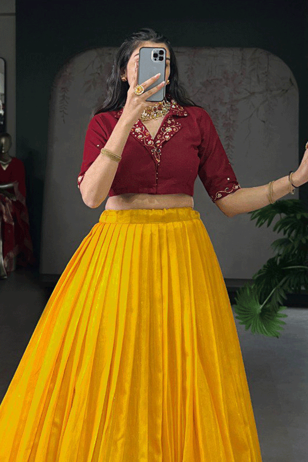 Brother Haldi Wear Half Sleeves Lehenga Set For Girl From Anaya Designer Studio
