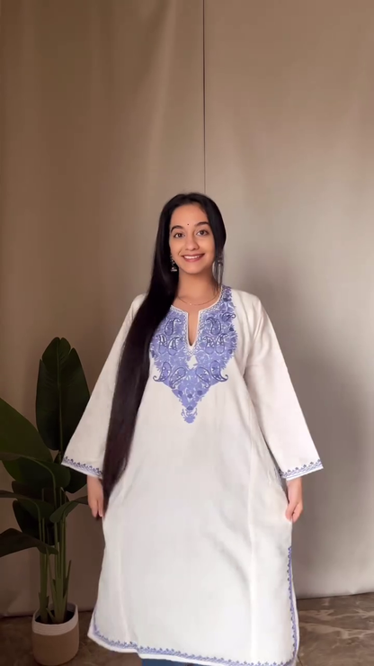 Handcrafted Kashmiri Embroidered Green Cotton Kurti – Ethnic & Casual Wear