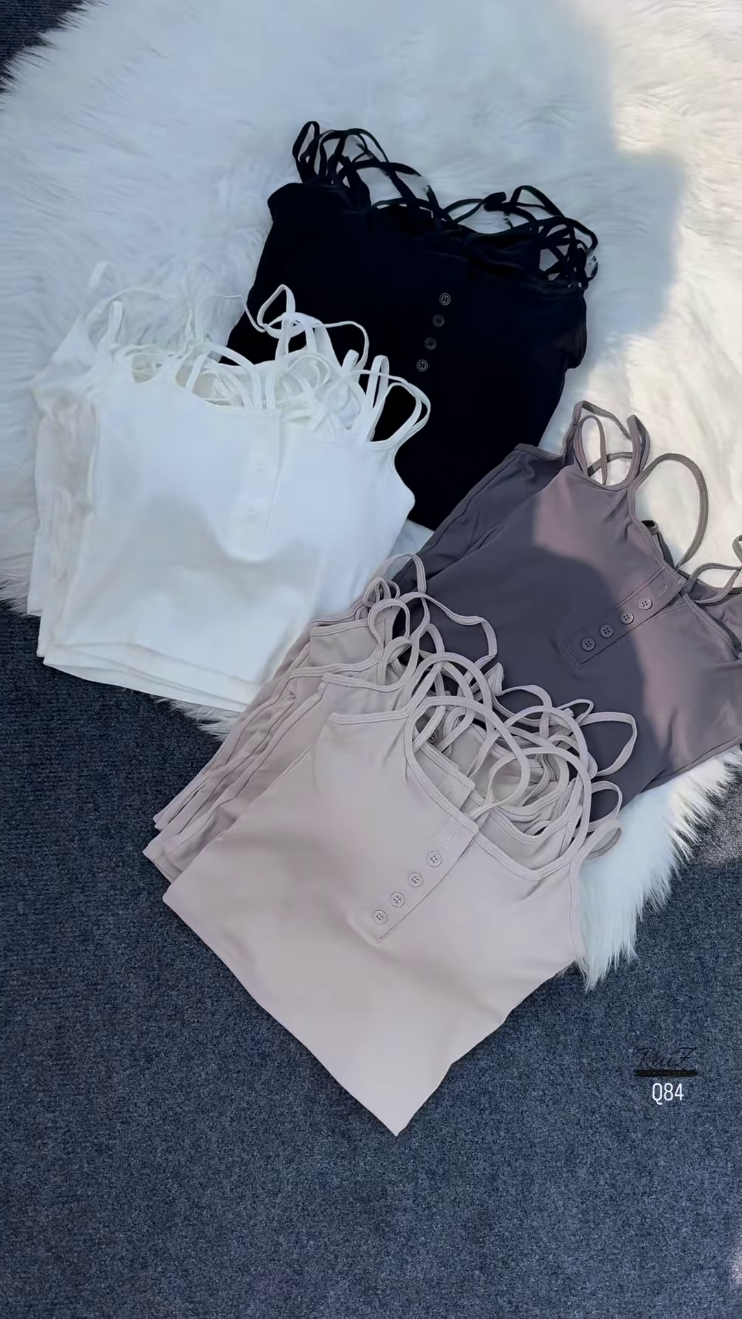 🌈 Trendy Multi-Strap Button-Front Crop Tops – Available in Multiple Colors 🖤🤍💜🩷