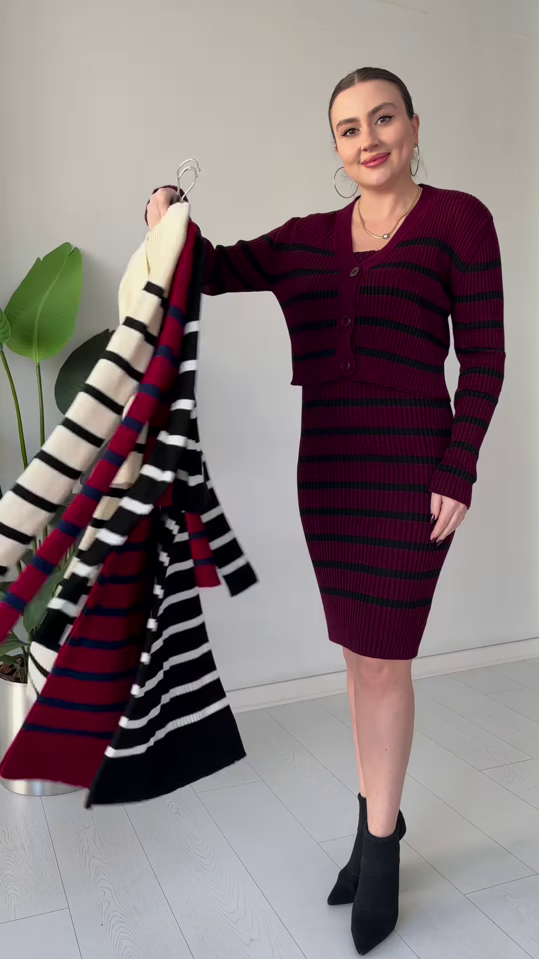 Striped Knit Co‑ord Dress Set – Chic, Stretchy, and Ready to Dress Up or Down