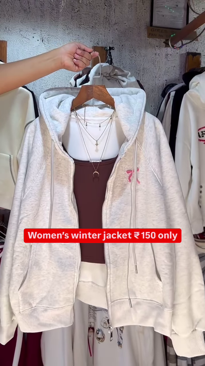 Women’s Hooded Winter Jackets 🧥❄️ – Soft Padded Layers in Gray, Pink & Blue Variants