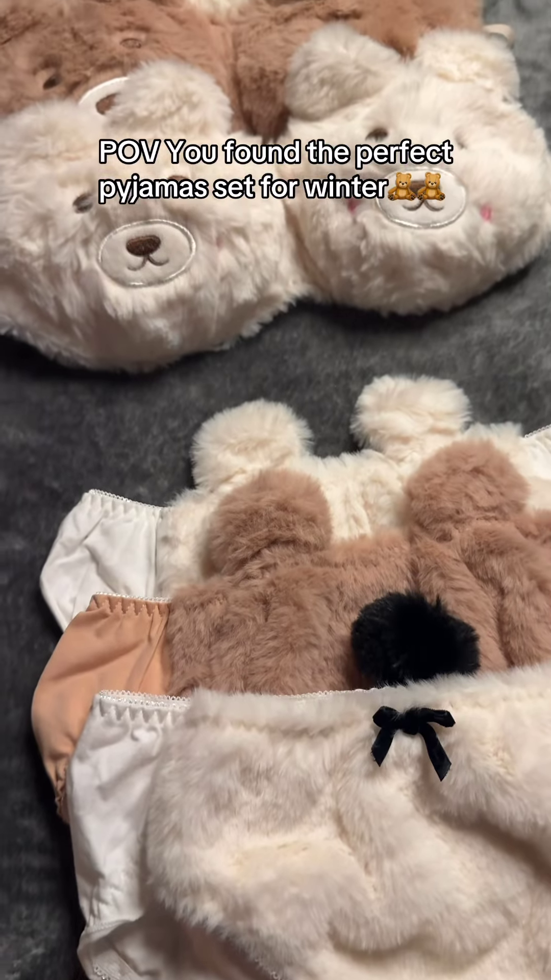 Fluffy Animal-Themed Winter Pajama Sets 🐻❄️ – Soft Plush Sleepwear with Bear & Panda Faces