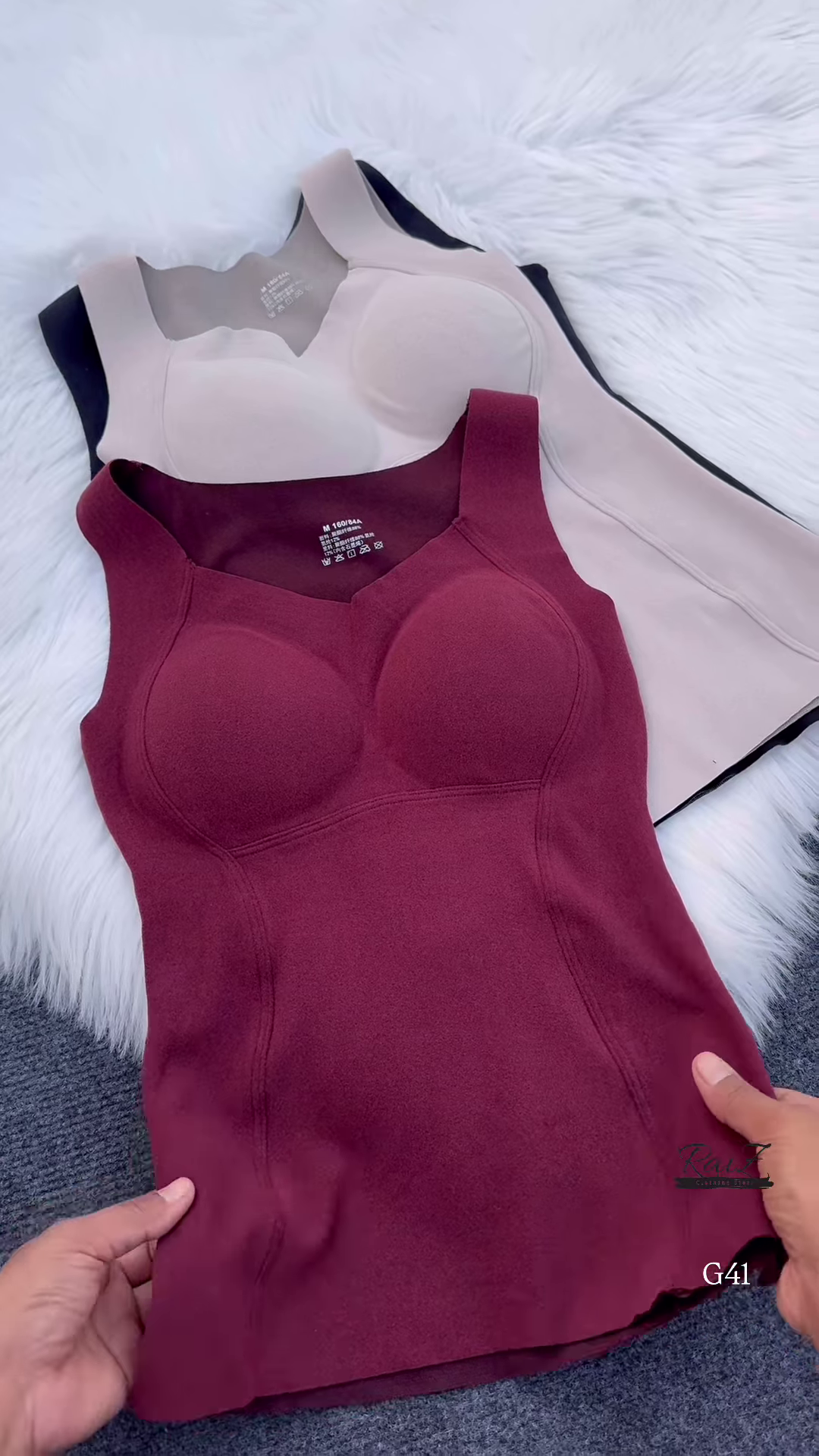 Sleeveless Built-In Bra Tops 👙🖤 – Molded Cup Basics in Black, Beige & Maroon Variants