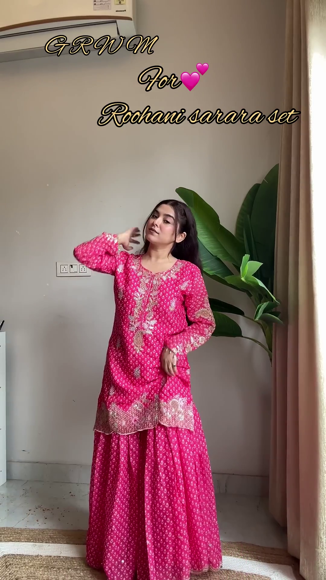 Rochani Pink Bandhani Sarara Set with Zari Embroidery