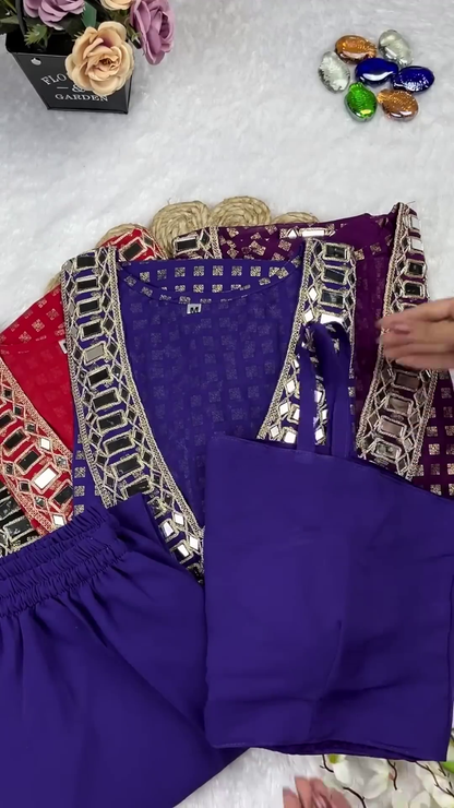 Jewel-Toned Silk Kurti Collection with Mosaic Mirror Necklines