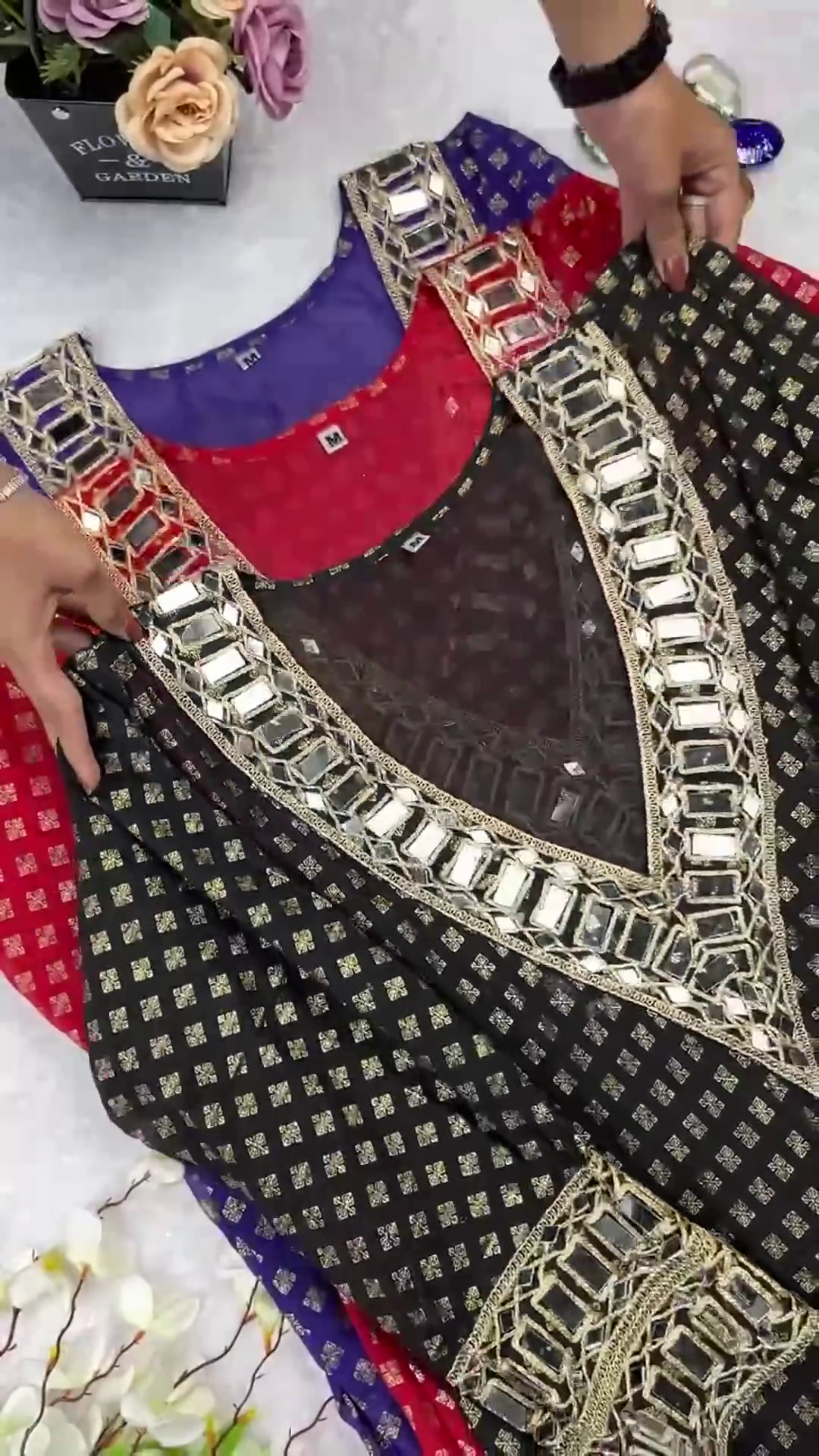Jewel-Toned Silk Kurti Collection with Mosaic Mirror Necklines
