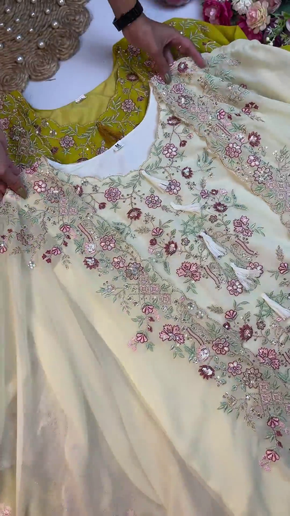 Garden-Inspired Floral Embroidered Silk Kurti Collection
