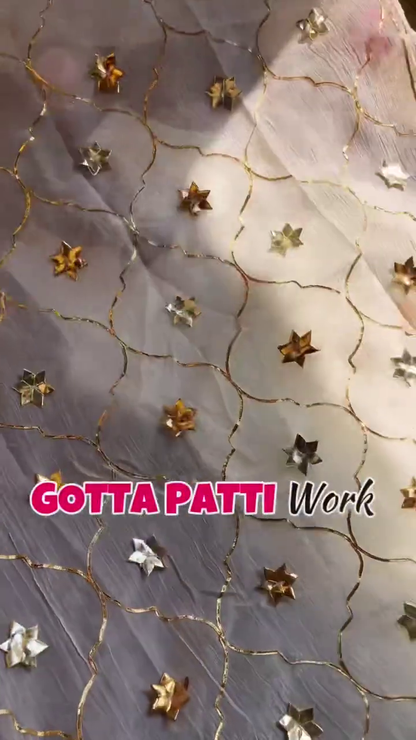 Pristine White Shimmer Silk Blouse with Geometric Gota-Patti Back