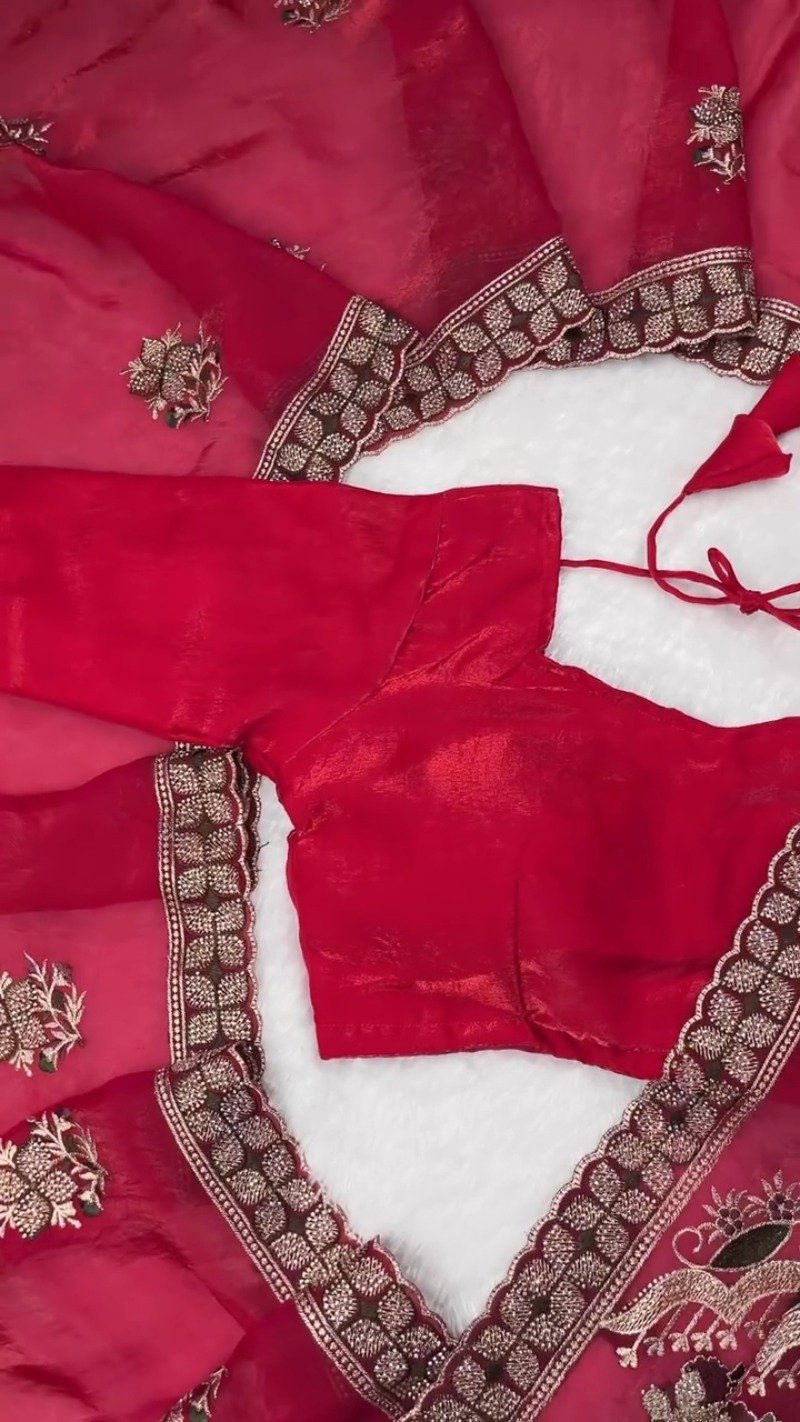 Royal Heritage Maroon Narrative Embroidered Saree Set – Available in Crimson & Deep Maroon