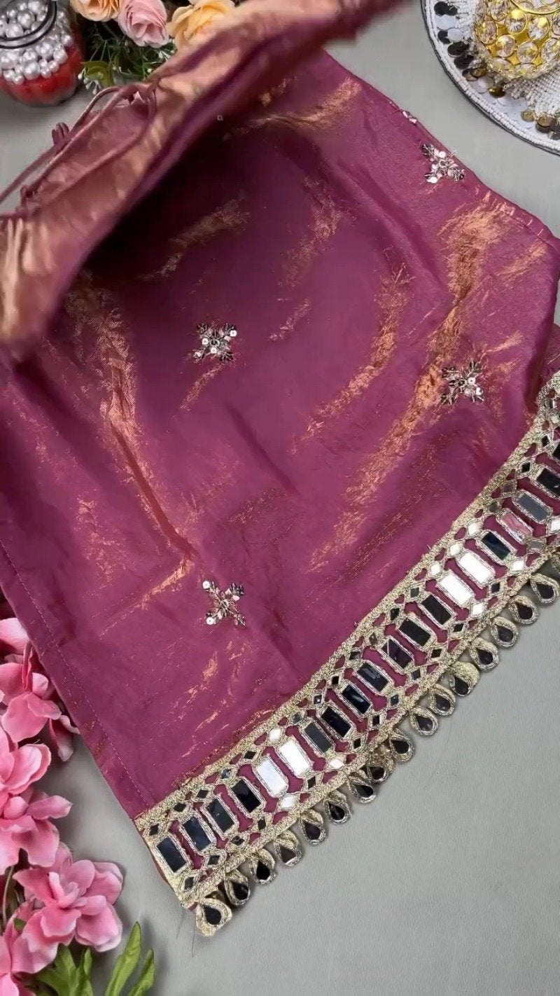 Enchanting Mauve Shimmer Embroidered Kurta with Mirror Work Detailing