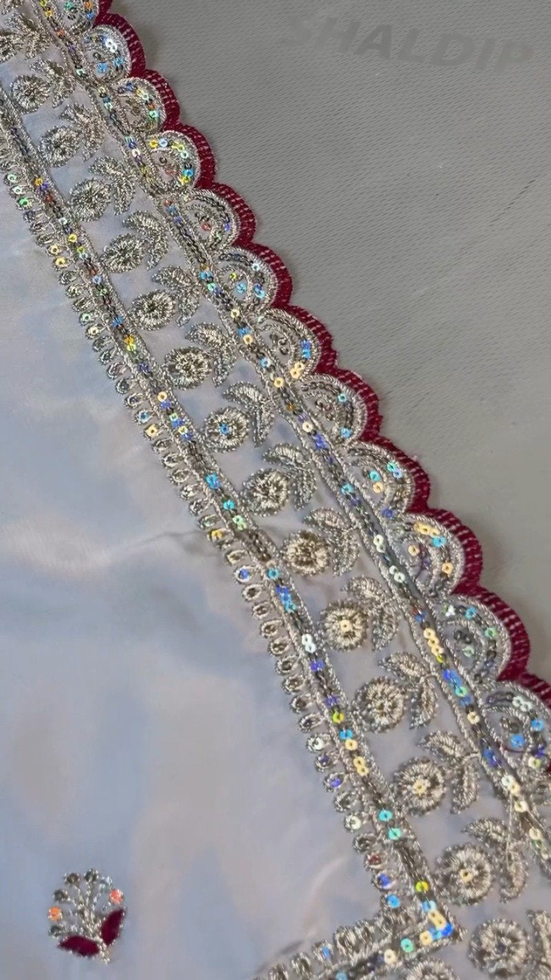 Royal Velvet & Organza Co-Ord Saree Set – Available in Maroon & White
