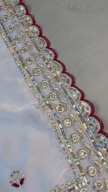 Royal Velvet & Organza Co-Ord Saree Set – Available in Maroon & White