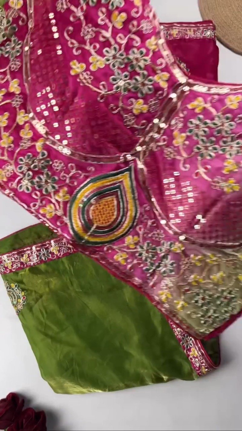 Opulent Hand-Embroidered Sequin Work Saree & Blouse Ensemble – Available in Midnight Blue, Royal Purple, Forest Green, Magenta & Deep Maroon