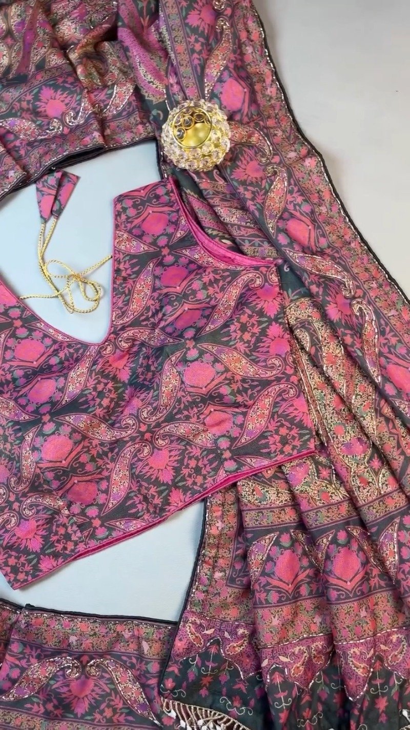 Midnight Bloom Floral Paisley Embroidered Co-ord Set – Available in Charcoal Black & Berry Plum