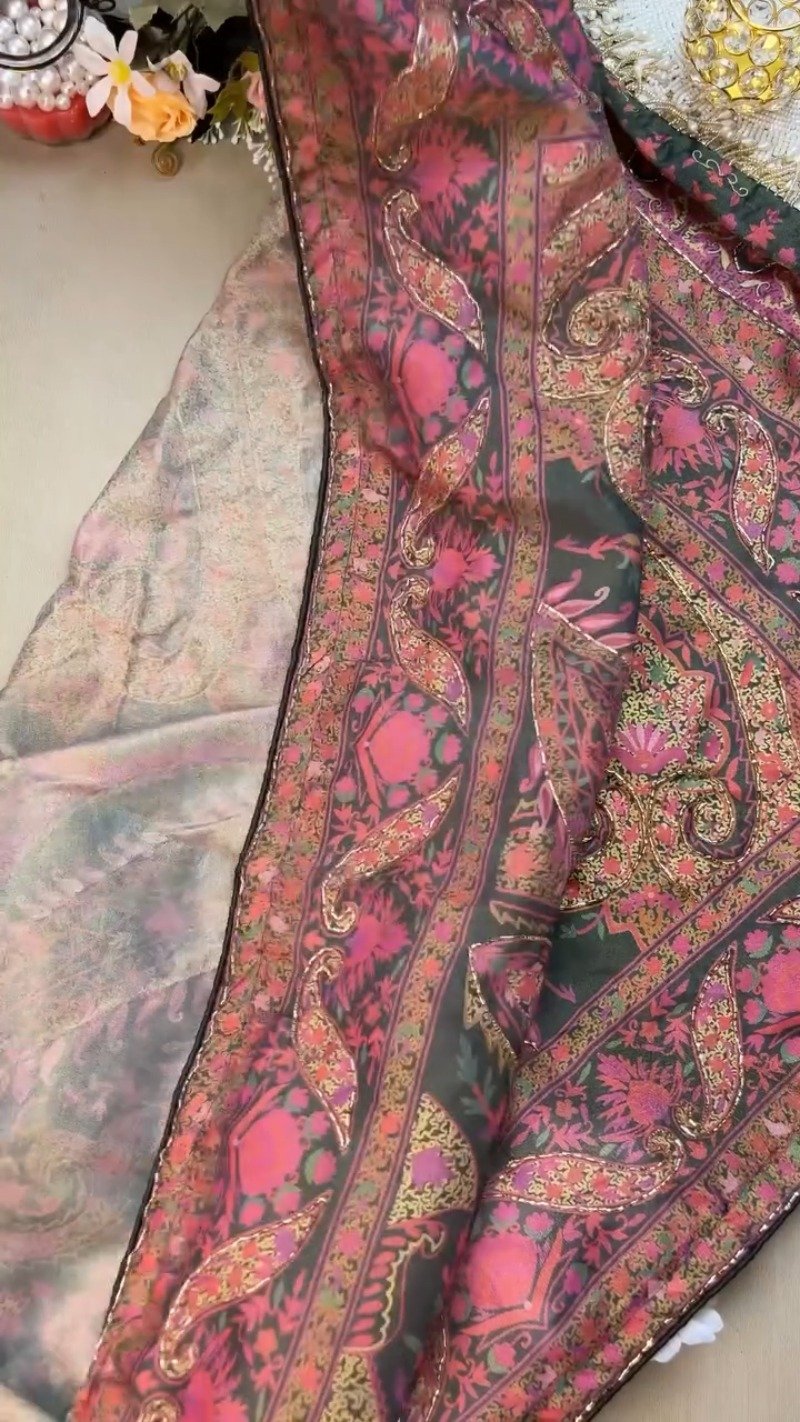 Midnight Bloom Floral Paisley Embroidered Co-ord Set – Available in Charcoal Black & Berry Plum