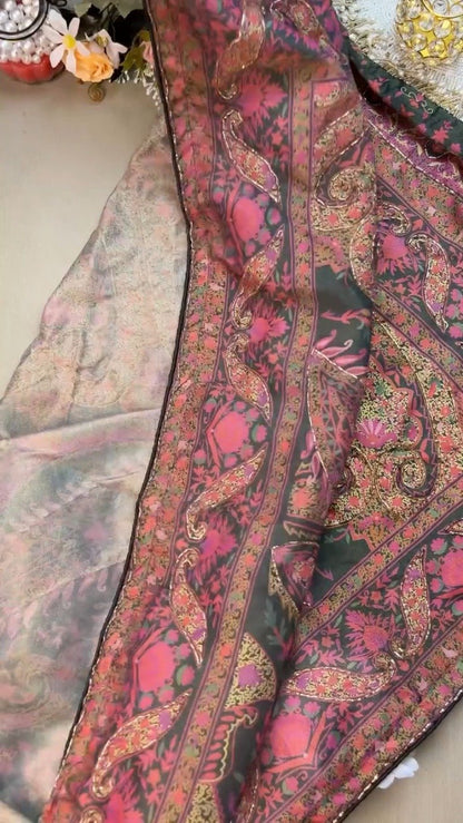 Midnight Bloom Floral Paisley Embroidered Co-ord Set – Available in Charcoal Black & Berry Plum