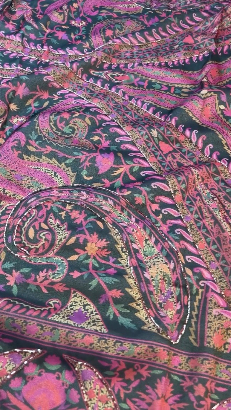 Midnight Bloom Floral Paisley Embroidered Co-ord Set – Available in Charcoal Black & Berry Plum