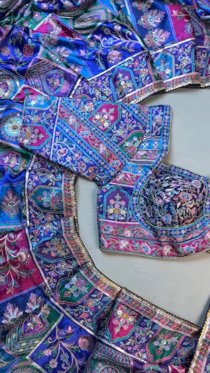 Royal Midnight & Regal Multicolour Embroidered Lehenga Set – Available in Midnight Blue & Vibrant Multicolour