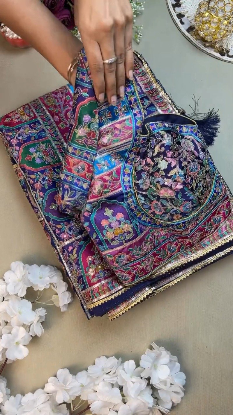 Royal Midnight & Regal Multicolour Embroidered Lehenga Set – Available in Midnight Blue & Vibrant Multicolour