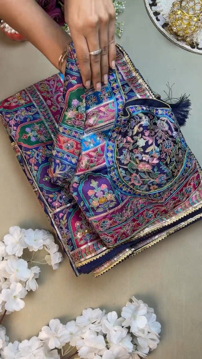 Royal Midnight & Regal Multicolour Embroidered Lehenga Set – Available in Midnight Blue & Vibrant Multicolour