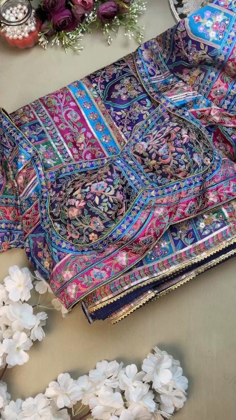 Royal Midnight & Regal Multicolour Embroidered Lehenga Set – Available in Midnight Blue & Vibrant Multicolour