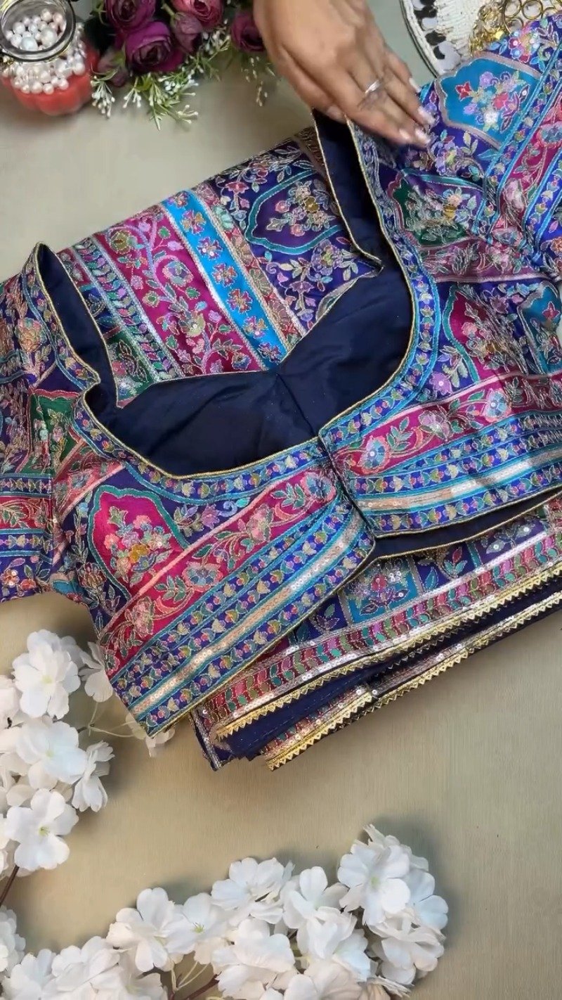 Royal Midnight & Regal Multicolour Embroidered Lehenga Set – Available in Midnight Blue & Vibrant Multicolour
