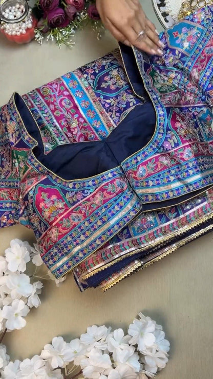 Royal Midnight & Regal Multicolour Embroidered Lehenga Set – Available in Midnight Blue & Vibrant Multicolour