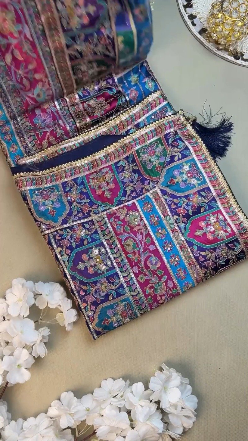Royal Midnight & Regal Multicolour Embroidered Lehenga Set – Available in Midnight Blue & Vibrant Multicolour