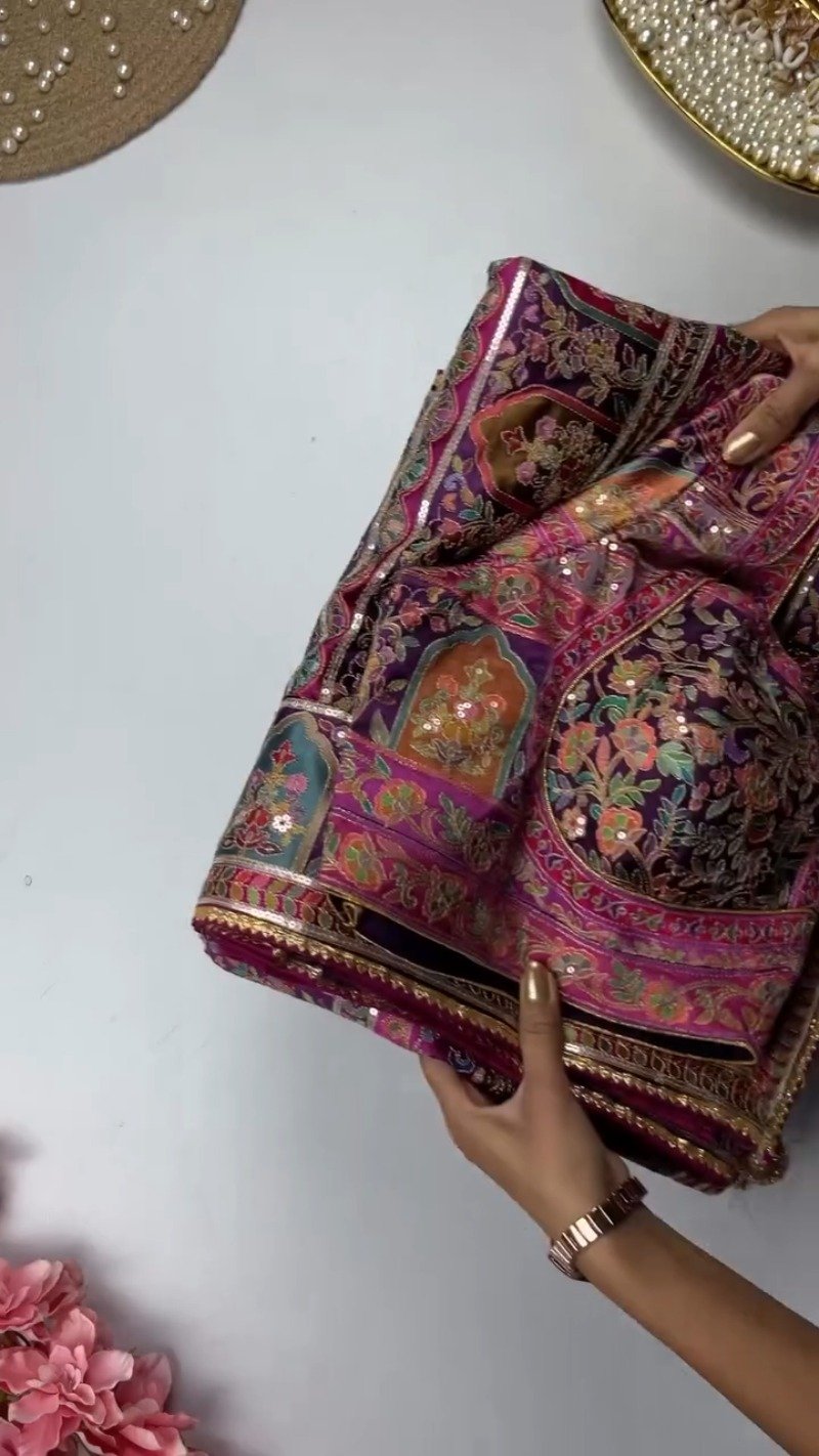 Opulent Patchwork Silk Brocade Ethnic Co-ord Set – Available in Royal Violet & Crimson Ruby