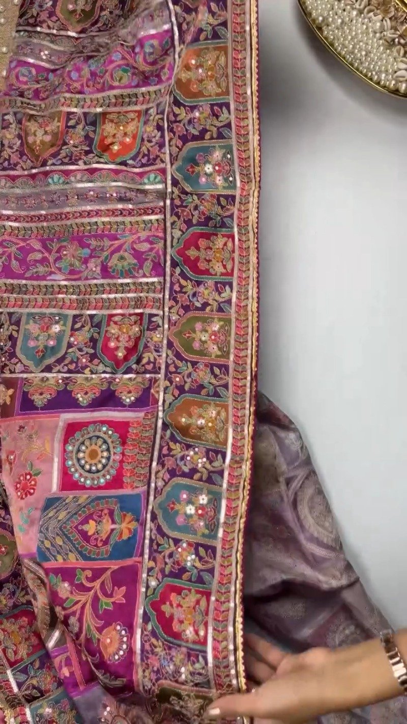 Opulent Patchwork Silk Brocade Ethnic Co-ord Set – Available in Royal Violet & Crimson Ruby