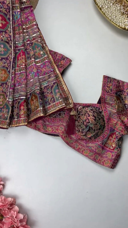 Opulent Patchwork Silk Brocade Ethnic Co-ord Set – Available in Royal Violet & Crimson Ruby