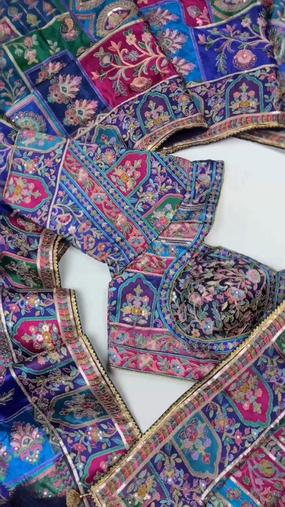 Opulent Patchwork Silk Brocade Ethnic Co-ord Set – Available in Royal Violet & Crimson Ruby