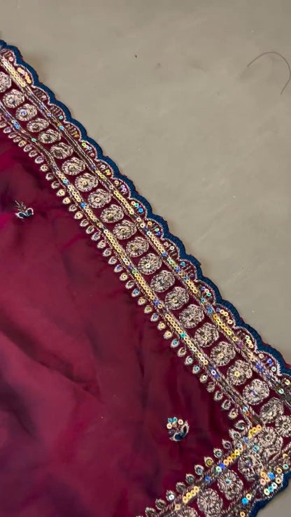 Opulent Velvet & Silk Blend Designer Lehenga Set – Available in Midnight Blue & Royal Wine
