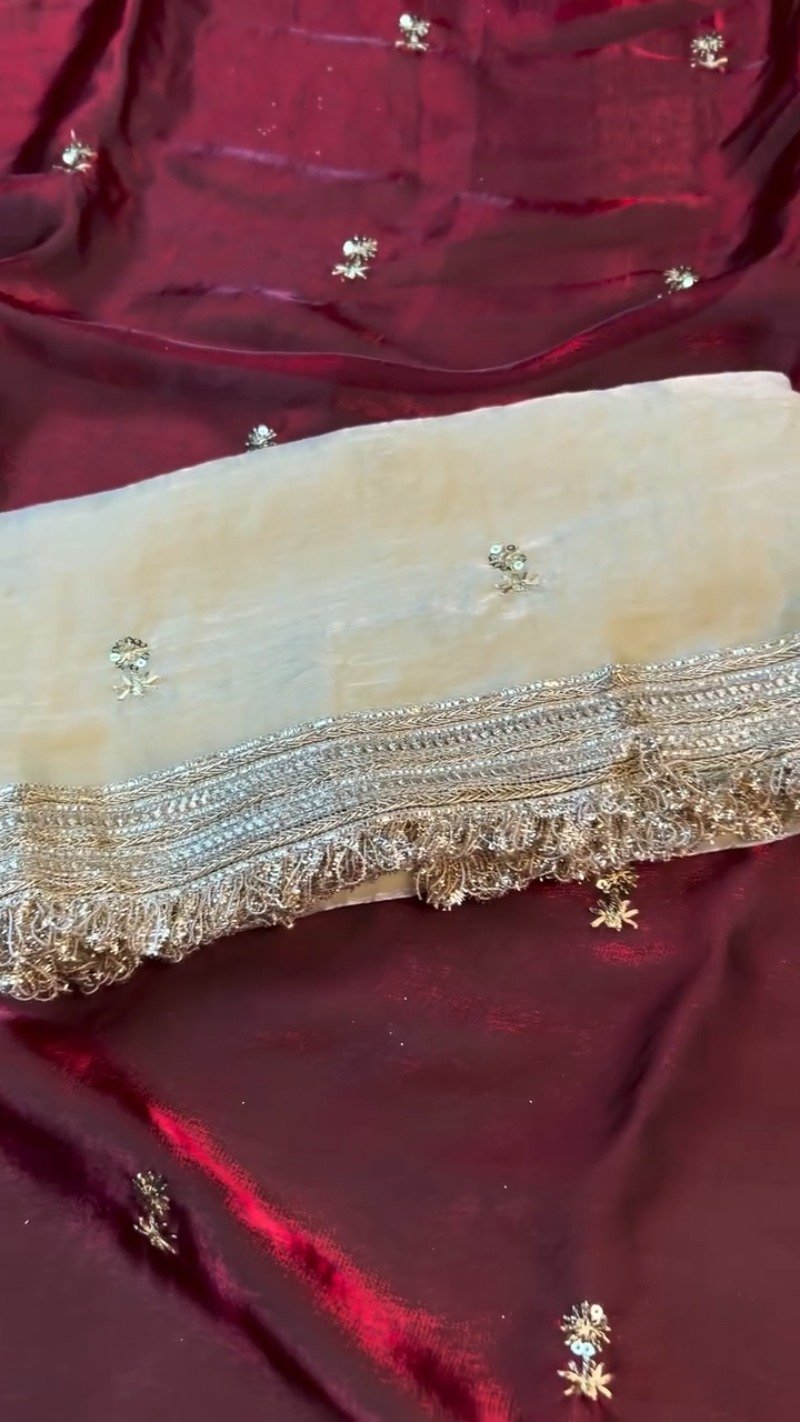 Opulent Velvet & Silk Dupatta Set – Available in Deep Burgundy & Elegant Beige