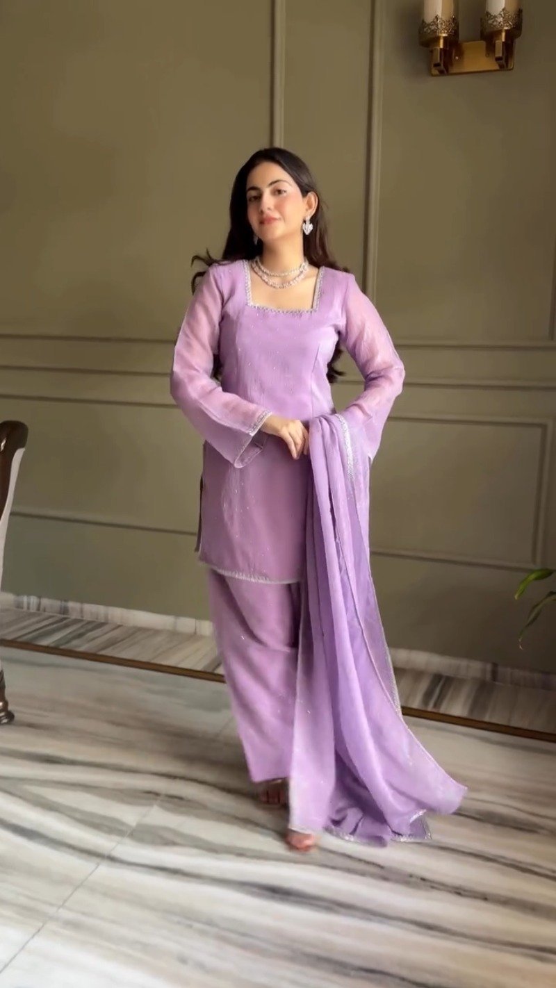 Minimalist Embellished Kurta Set – Available in Serene Aqua & Pastel Lilac