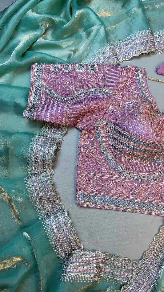 Enchanting Lavender & Mint Embroidered Ethnic Ensemble – Available in Lavender & Mint