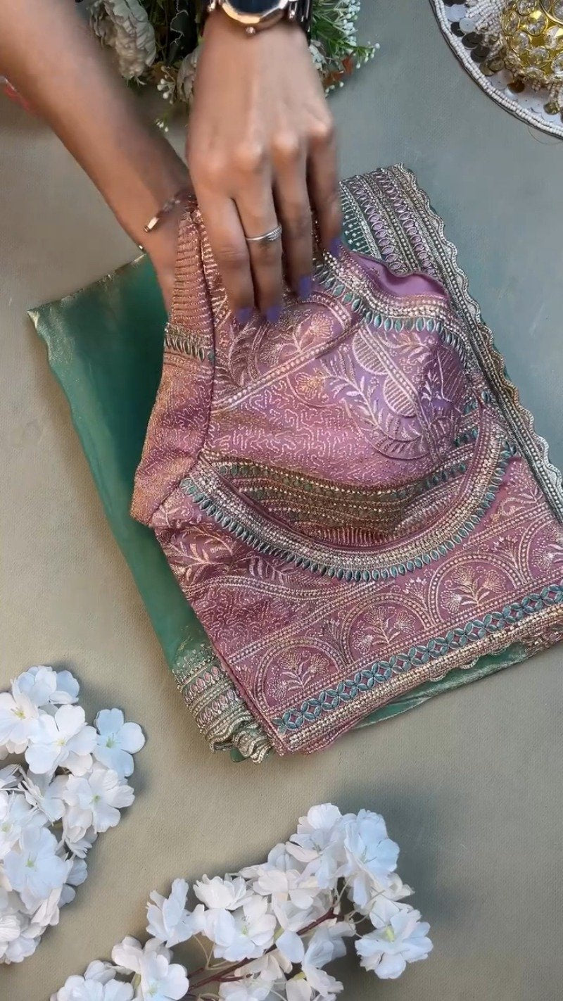 Enchanting Lavender & Mint Embroidered Ethnic Ensemble – Available in Lavender & Mint