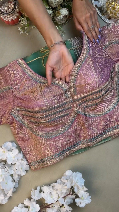 Enchanting Lavender & Mint Embroidered Ethnic Ensemble – Available in Lavender & Mint
