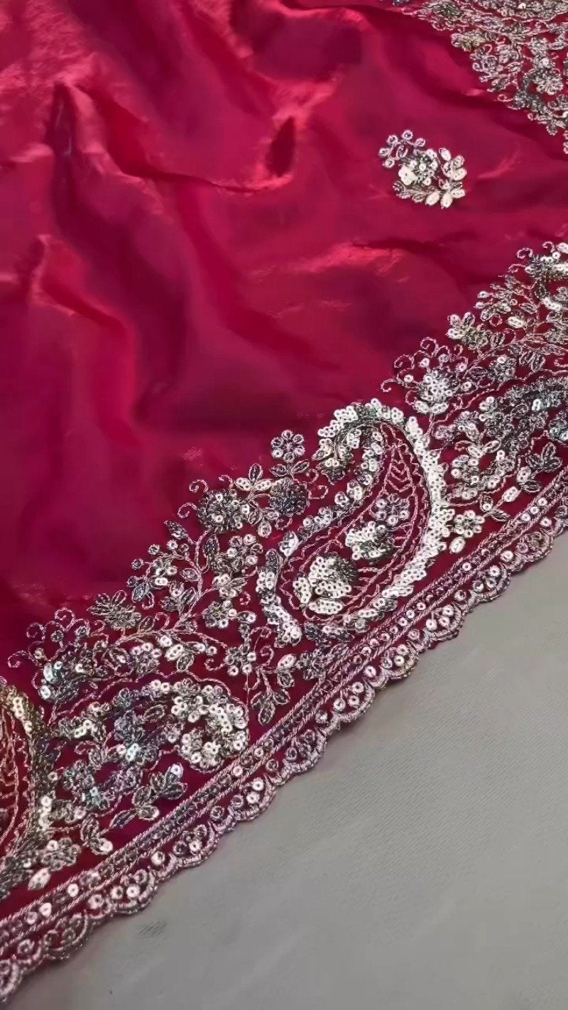 Royal Purple & Berry Pink Artisan Embroidered Saree Ensemble – Available in Purple & Pink